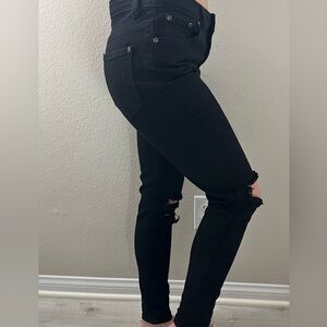 PrettyLittleThing Black Distressed Skinny Jeans